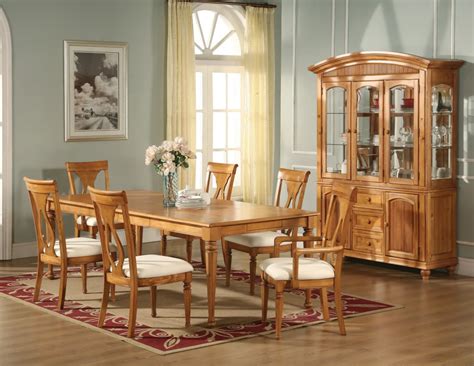 7 pc dining room set dining table with self storing butterfly leaf and six parson chair with oak leg and linen fabric light fawn. Lexington Formal Dining Light Oak Table Chairs Homelegance