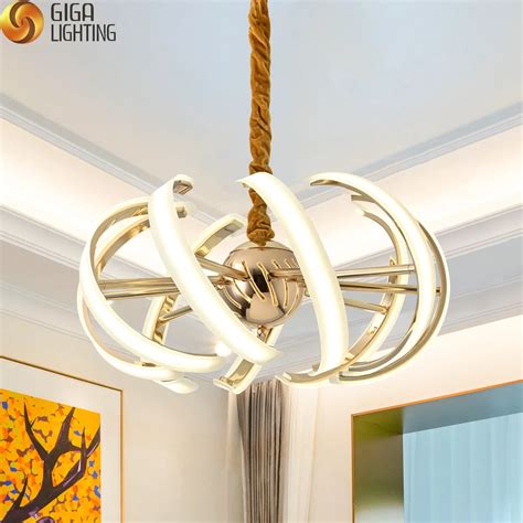 Modern Luxury Simple Curve Gold Acrylic Pendant Light For Living Room