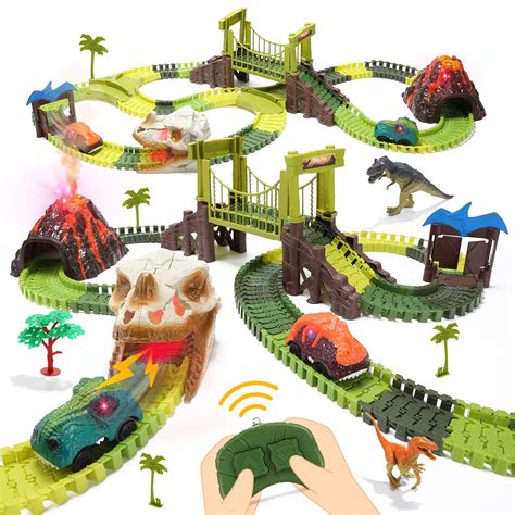 Buy Holyfun Dinosaur Toys Race Car Tracks For Kids Flexible Track