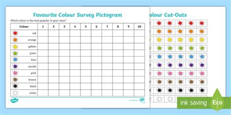 Favourite Colour Pictogram Worksheet Teacher Made