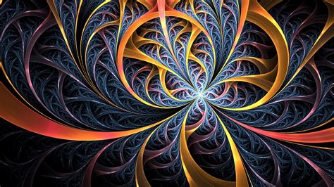 Download Wallpaper 2560x1440 Fractal Lines Tangled Colorful