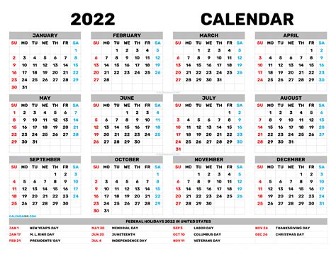 Pdf 2022 Printable Calendar One Page Printable Calendar 2022 One Page