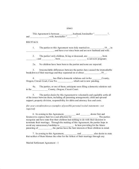 FREE Sample Separation Agreement Forms In MS Word PDF