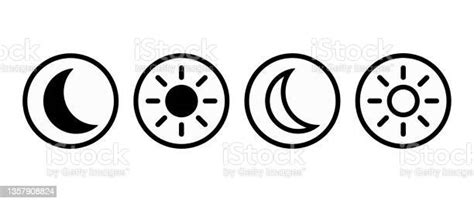 Light And Dark Mode Buttons Vector Icons Set Light And Dark Mode Round