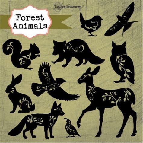 Forest Animals Silhouettes Animal Silhouette Forest Animals Art