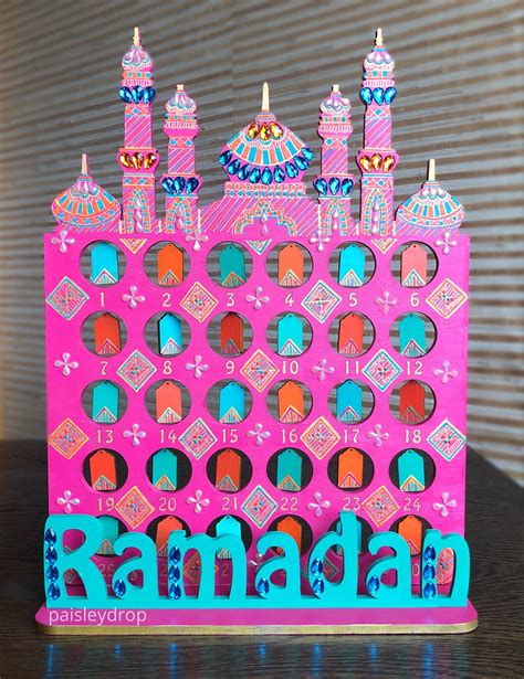Sunset Ramadan Countdown Calendar Mdf Gold Pink Teal Orange Etsy Uk