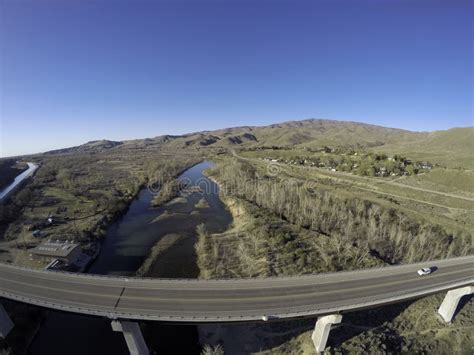 Aerial View Of A Idaho State Highway Over A River Stock Photo Image