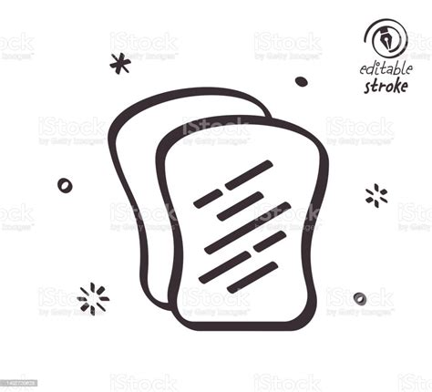 Playful Line Illustration For Toasted Bread Stock Illustration