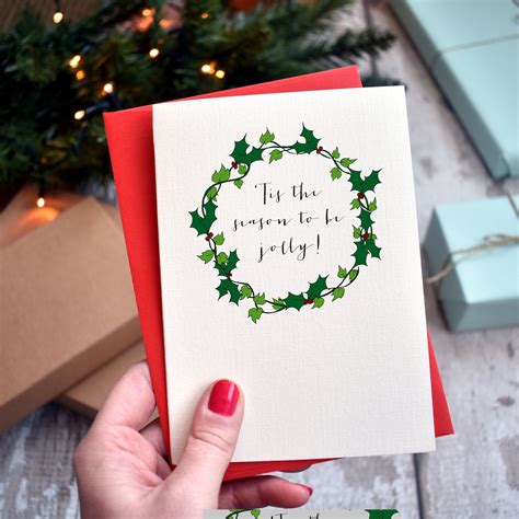 Traditional Holly And Ivy Christmas Cards With Festive Lyrics Etsy
