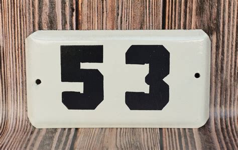 Vintage Enamel Door Number Sign 53 Apartment Address Street Sign