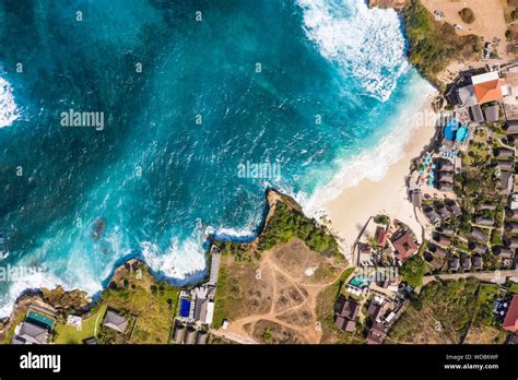Dramatic Top Down View Of The Dream Beach And Rugged Coast In Nusa
