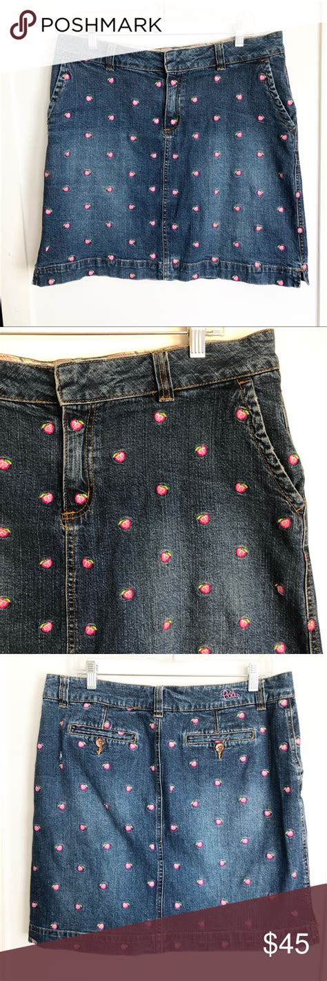 Lilly Pulitzer Denim Embroidered Apple Skirt Clothes Design Skirts