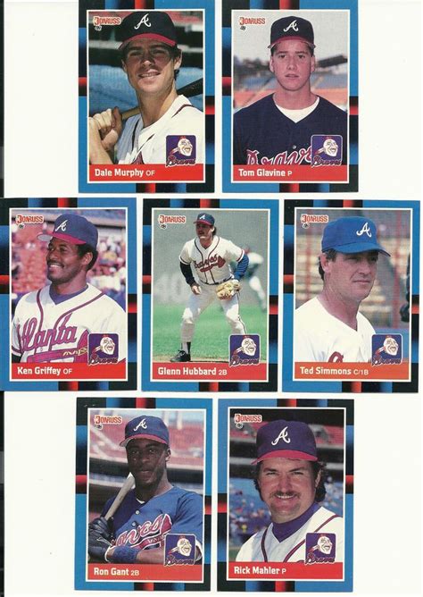 1988 Donruss Braves Team Set 21 Cards Lot Mint Mcgriff Murphy Glavine