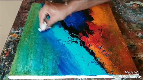 How To Texture Canvas With Gesso Easy Acrylic Abstract Painting Demonstration 01 02 2017