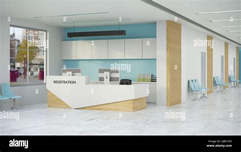 Modern Hospital Or Clinic Reception Waiting Area Interior Design With