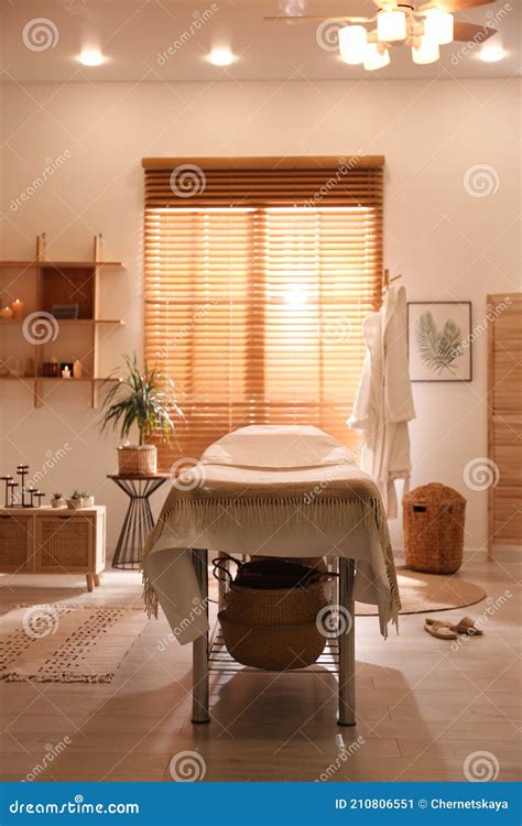 stylish massage room interior in spa salon stock image image of indoors health 210806551