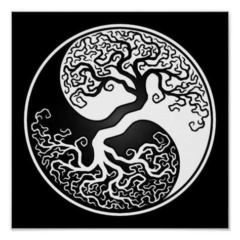 White And Black Tree Of Life Yin Yang Poster Tree Of