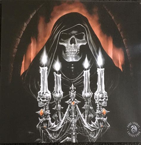 Anne Stokes 3 Piece Canvas Wall Art Set The Candelabra Gothic Skull