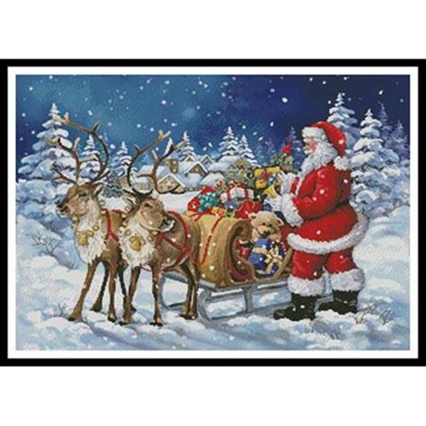 artecy cross stitch santas sleigh 11879 int cross stitch chart hard copy jk s cross stitch