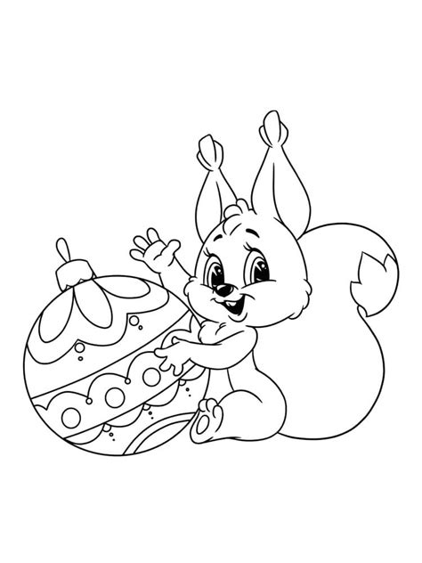 Squirrel And Christmas Ornament Coloring Page Download Print Or