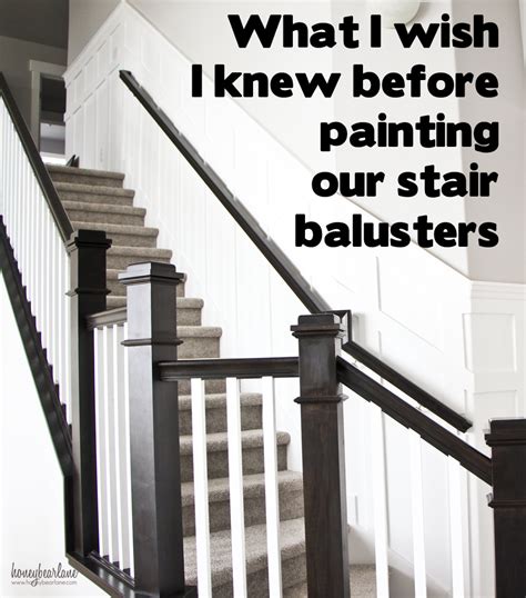 Painting staircase spindles is easy when you use the right tools and paint. Tips for Painting Stair Balusters - HoneyBear Lane
