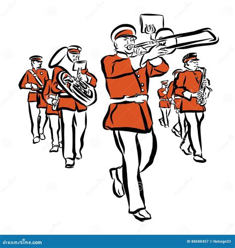 Red Colored Marching Band Illustration Stock Vector Illustration Of