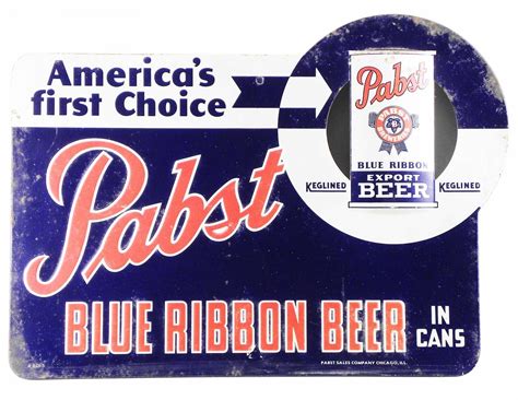 Pabst Blue Ribbon Beer Embossed Tin Sign