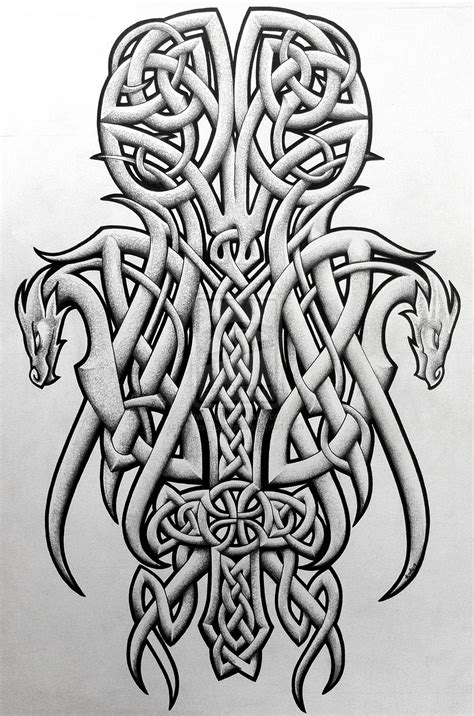Celtic Dragons And Cross By Tattoo Design Deviantart Com On Deviantart