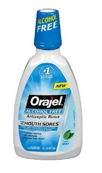 Orajel Fresh Mint Antiseptic Rinse For All Mouth Sores 16 Fl Oz For