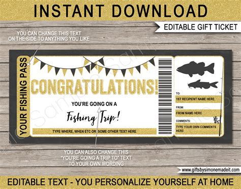 Congratulations Fishing Trip Ticket Template Printable T Ticket