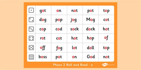 Phase 2 O Phoneme Roll And Read Mat Teacher Made