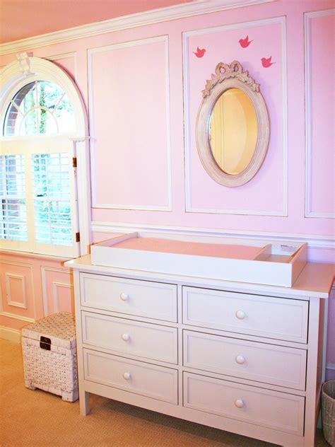 Traditional Pink Nursery With Changing Table Dresser Hgtv