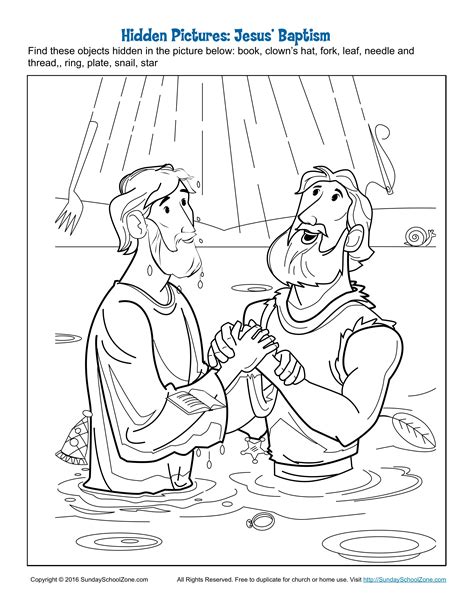 Jesus Baptism Hidden Pictures Sunday School Coloring Pages Sunday