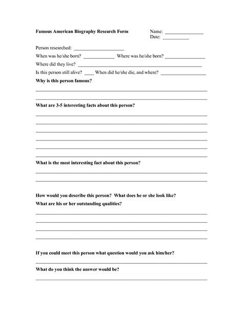 Famous Person Research Worksheet