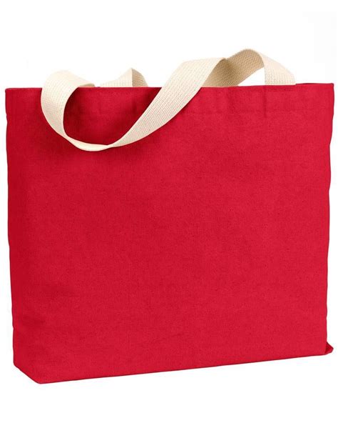 Bayside 12 Oz Cotton Jumbo Tote Bag In Red Cottoncanvas Blend In