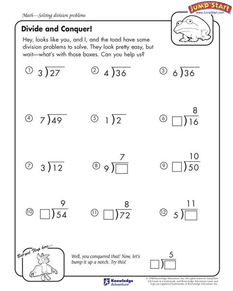 Division Worksheet For 4th Graders