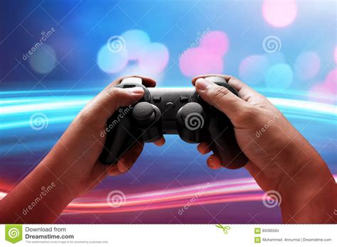 Playing video games stock photo. Image of object, light - 85095564