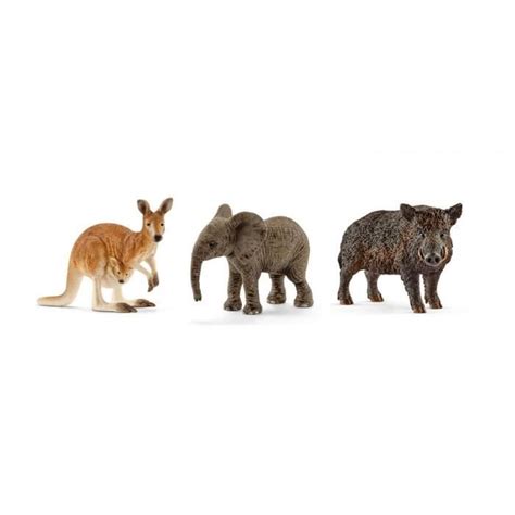 Schleich Figurines Miniature Animaux Sauvages Éléphanteau Kangourou