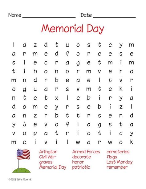 Memorial Day Word Search A Quiet Simple Life Memorial Day
