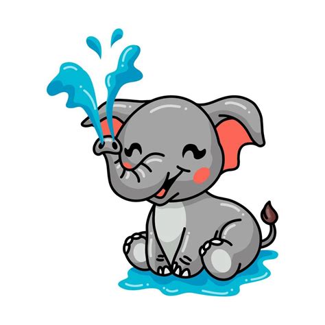 Cute Baby Elephant Cartoon Spraying Water 9877036 Vector Art At Vecteezy