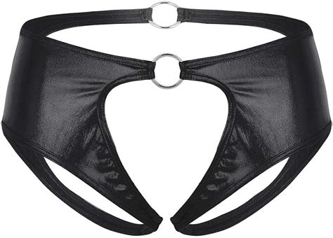 Women Lingerie Femme Soft Faux Leather Ouvert Suspensory Low Rise