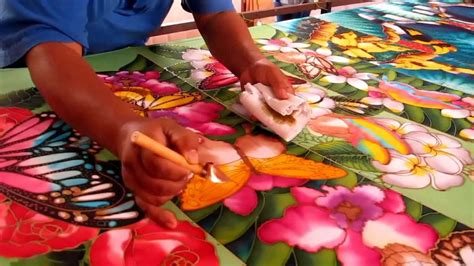Batik paintings, prints, cards and books for sale by batik artist rosi robinson. Malaysian batik painting, Langkawi - YouTube