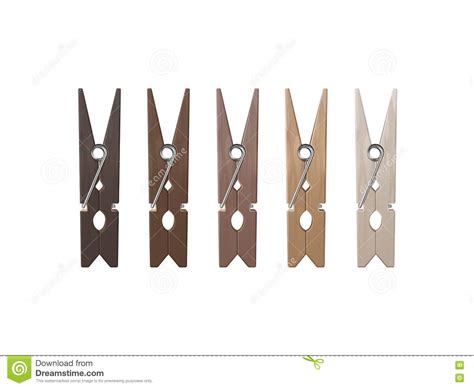 Set Of Wooden Clothespins Pegs Different Color Stock Vector