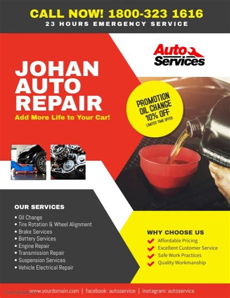 Auto Repair Service Flyer Poster Car Repair Service Auto Repair