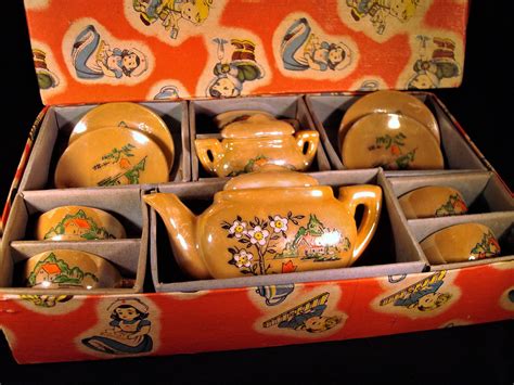 Vintage Toy Tea Set Japan Sweet Orange Luster Ware Toy Tea Etsy Toy Tea Set Tea Sets