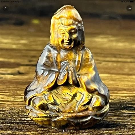 Guanyin Buddha Flashy Tigers Eye Crystal Carving H Etsy