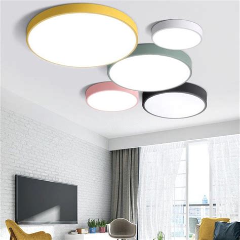 They illuminate the area directly below them without spreading outward much. LED ceiling lamps ultra-thin 5cm multi-color modern ...