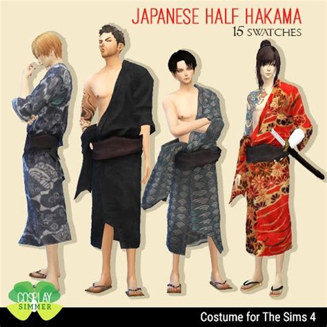 Japanese Male Half Hakama Costume For The Sims 4 In 2020 Sims Sims 4