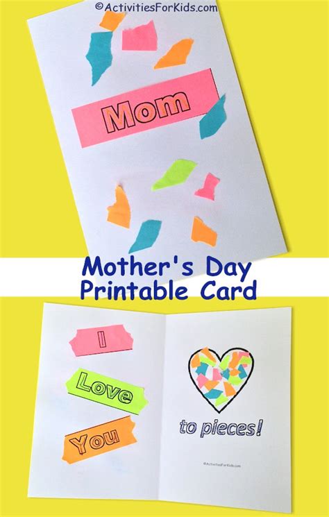 Mom I Love You To Pieces Printable Card