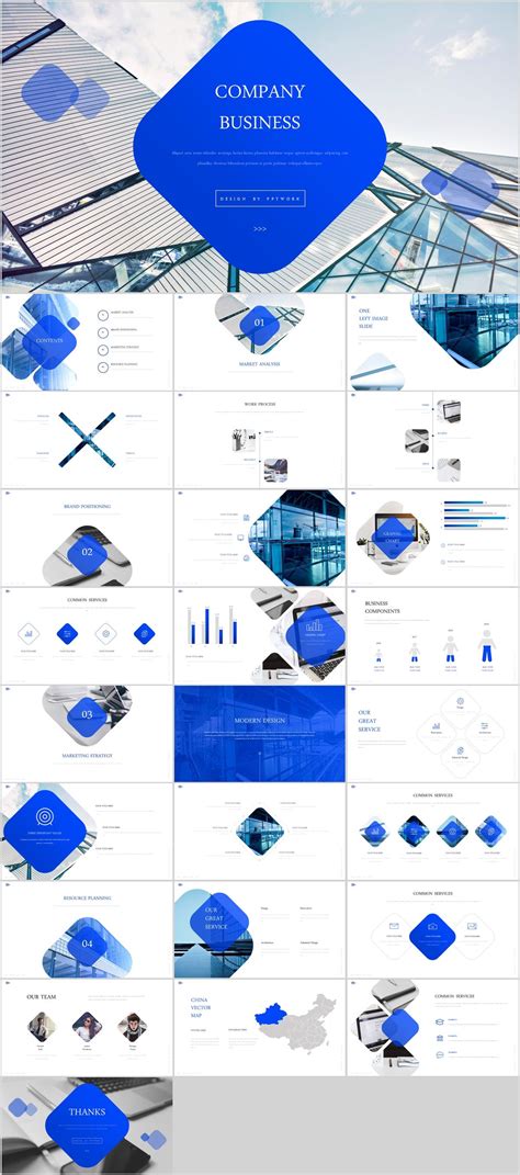 Blue Company Business Powerpoint Template On Behance Powerpoint